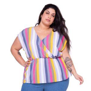 WeInfluence Cross-Front Peplum Sleeveless Top
